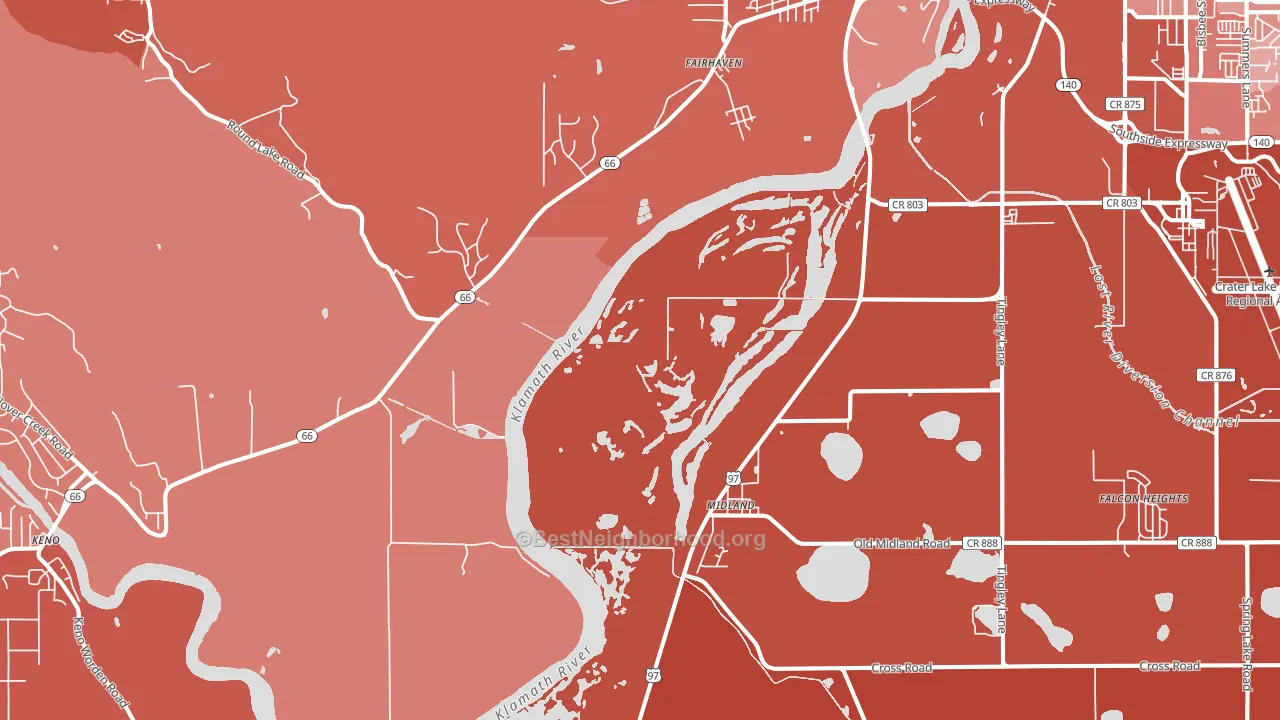 Midland, OR block-group political-lean map