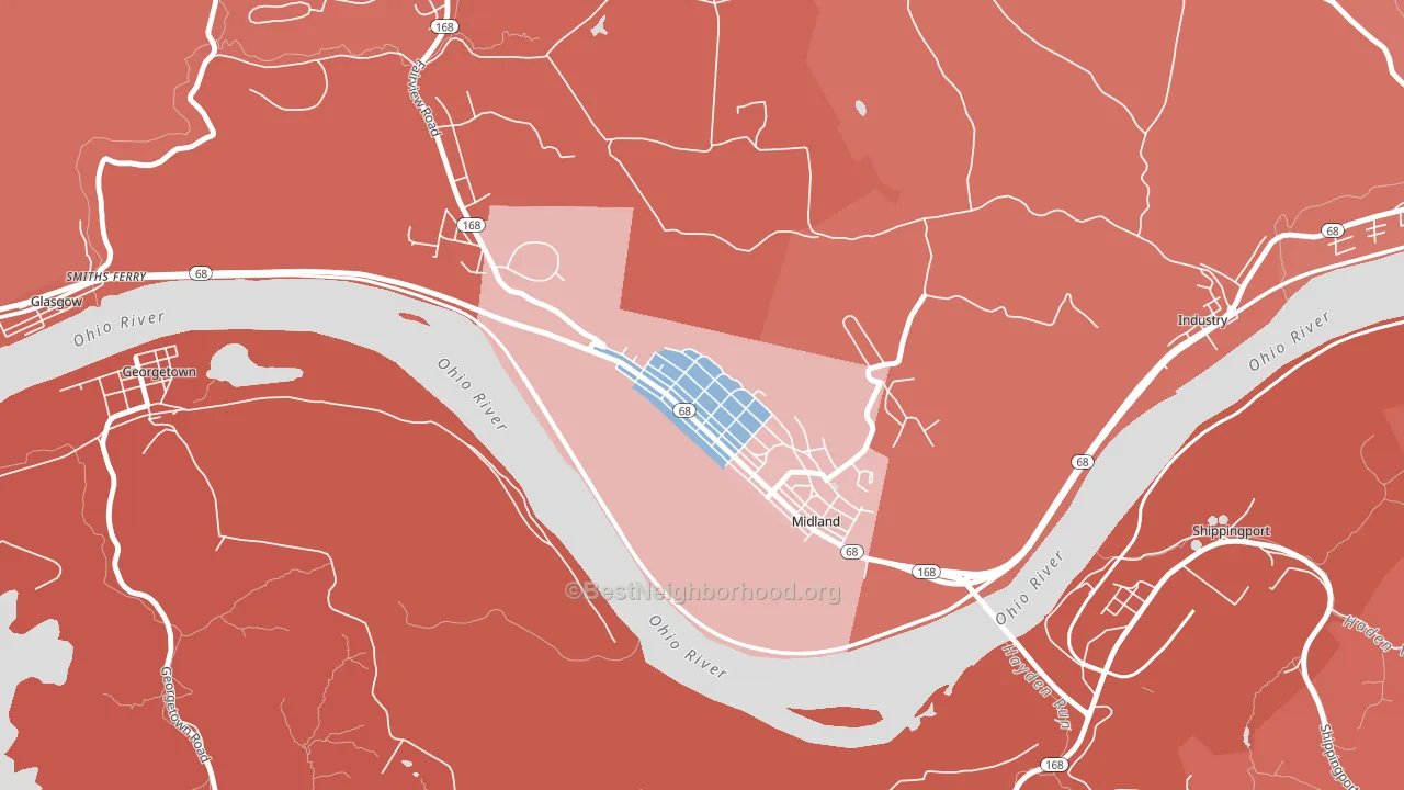 Midland, PA block-group political-lean map