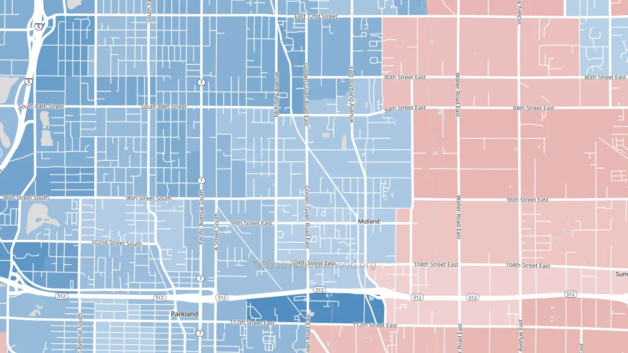 Midland, WA block-group political-lean map