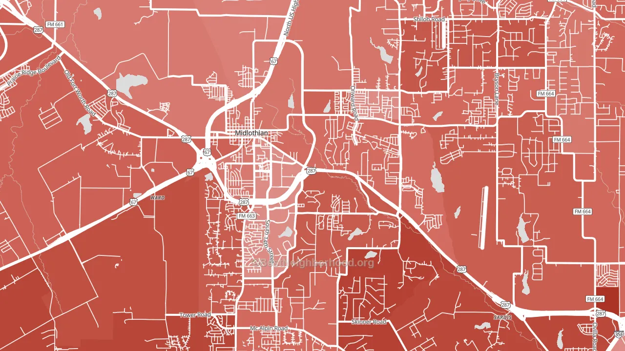 Midlothian, TX block-group political-lean map