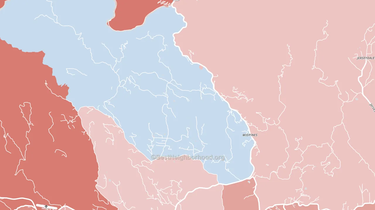 Midpines, CA block-group political-lean map