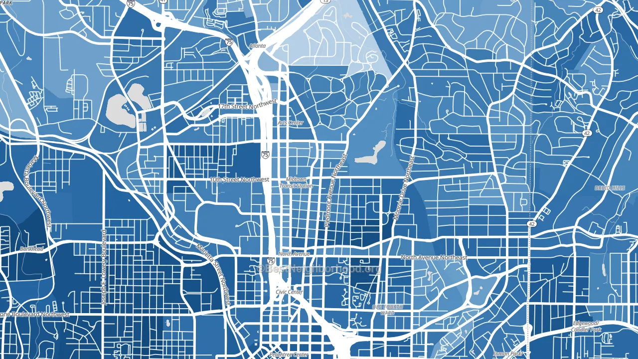 Midtown Atlanta, Atlanta, GA block-group political-lean map