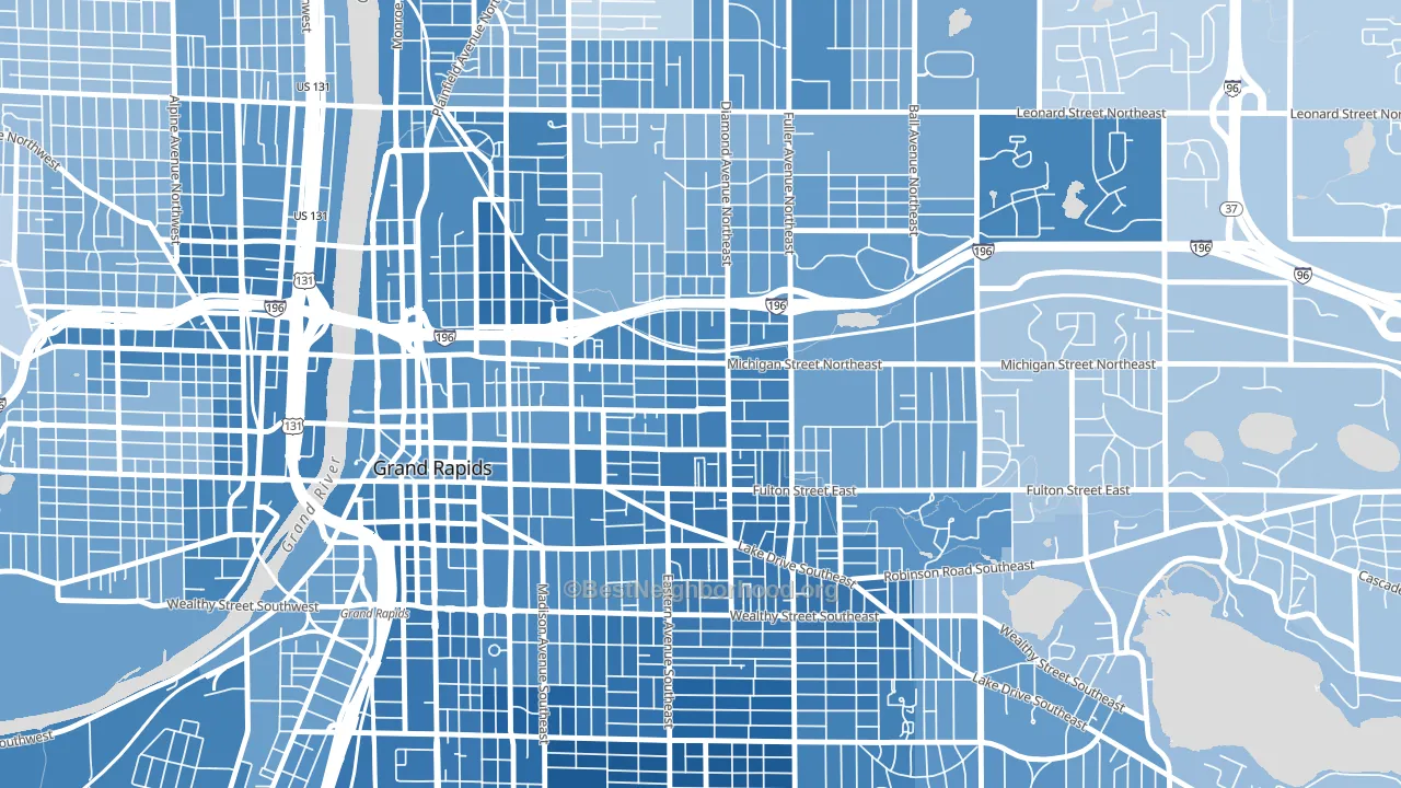 Midtown-Grand Rapids, Grand Rapids, MI block-group political-lean map