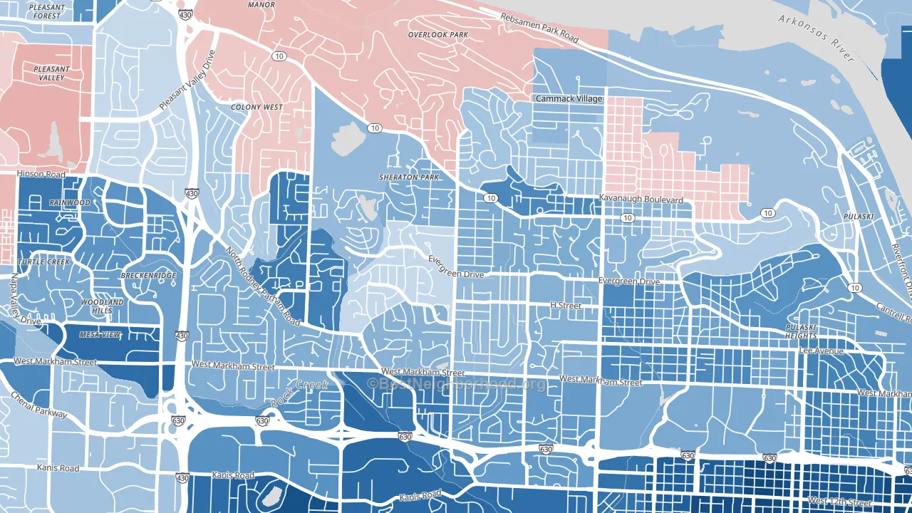 Midtown, Little Rock, AR block-group political-lean map