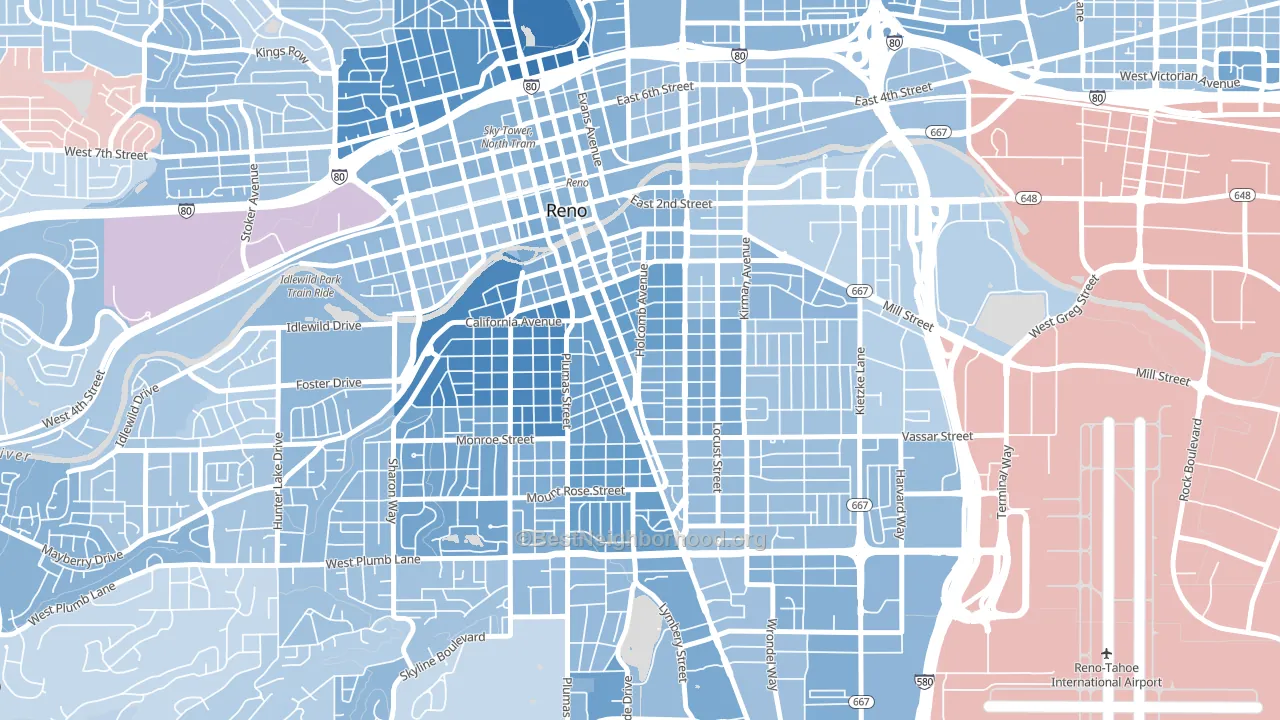 Midtown, Reno, NV block-group political-lean map