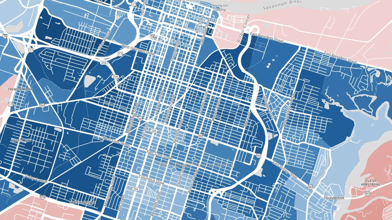 Midtown Savannah, Savannah, GA block-group political-lean map