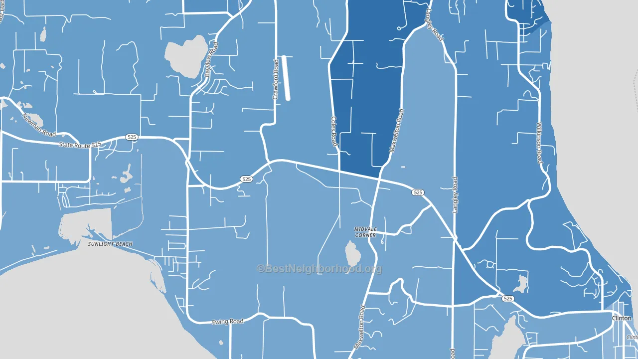 Midvale Corner, WA block-group political-lean map