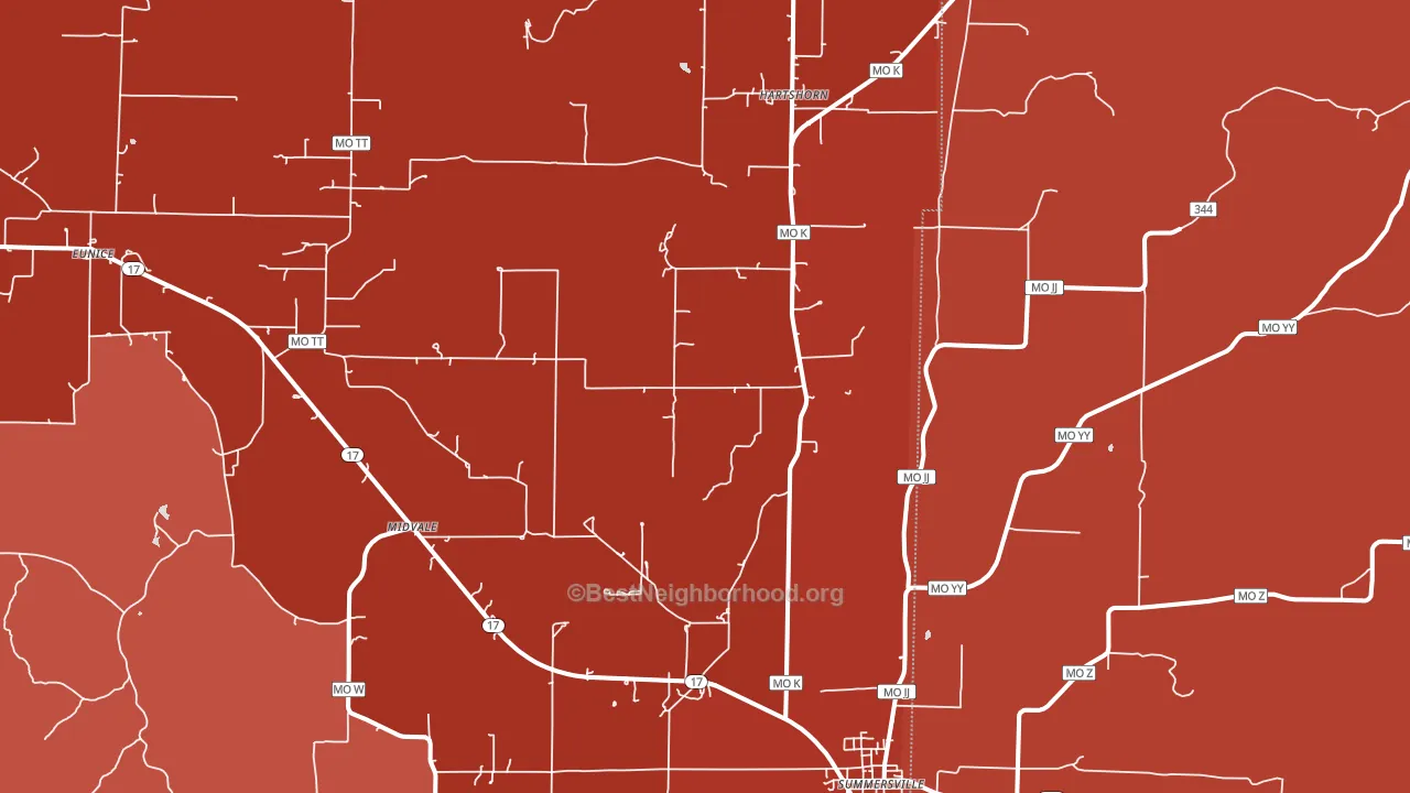 Midvale, MO block-group political-lean map
