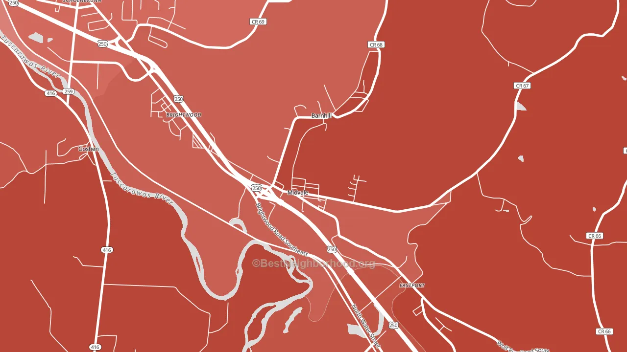 Midvale, OH block-group political-lean map