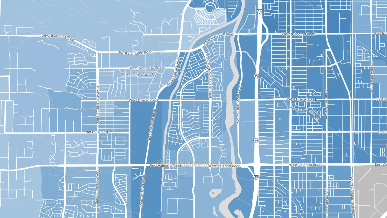 Midvale Park, Tucson, AZ block-group political-lean map