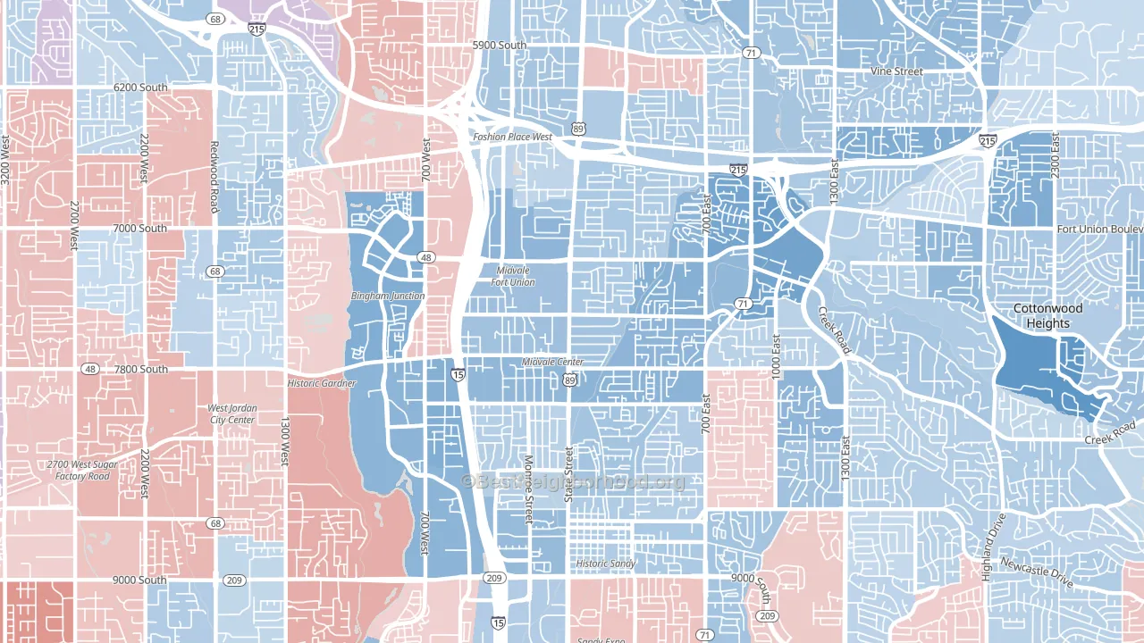 Midvale, UT block-group political-lean map