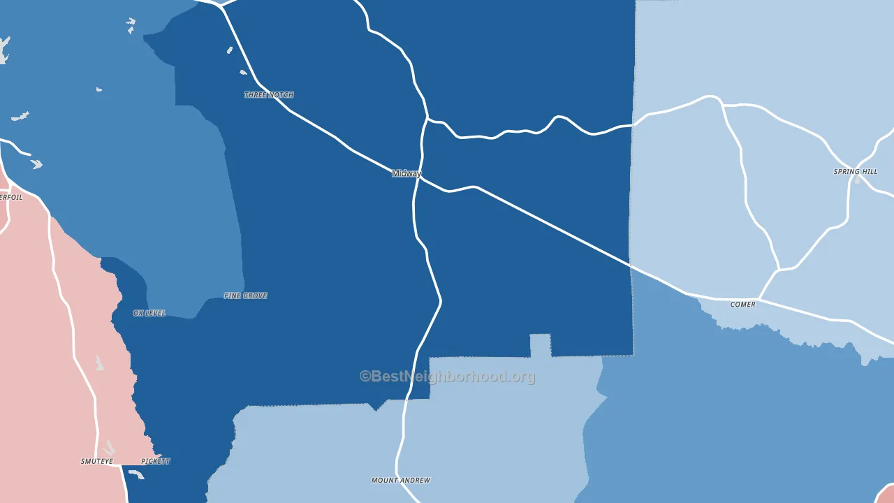 Midway, AL block-group political-lean map