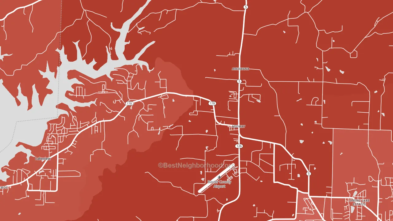 Midway, AR block-group political-lean map