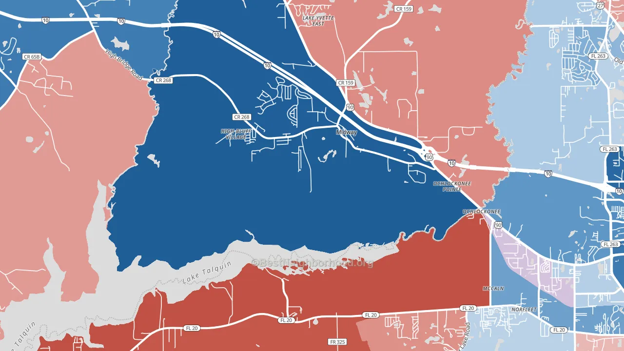 Midway, FL block-group political-lean map