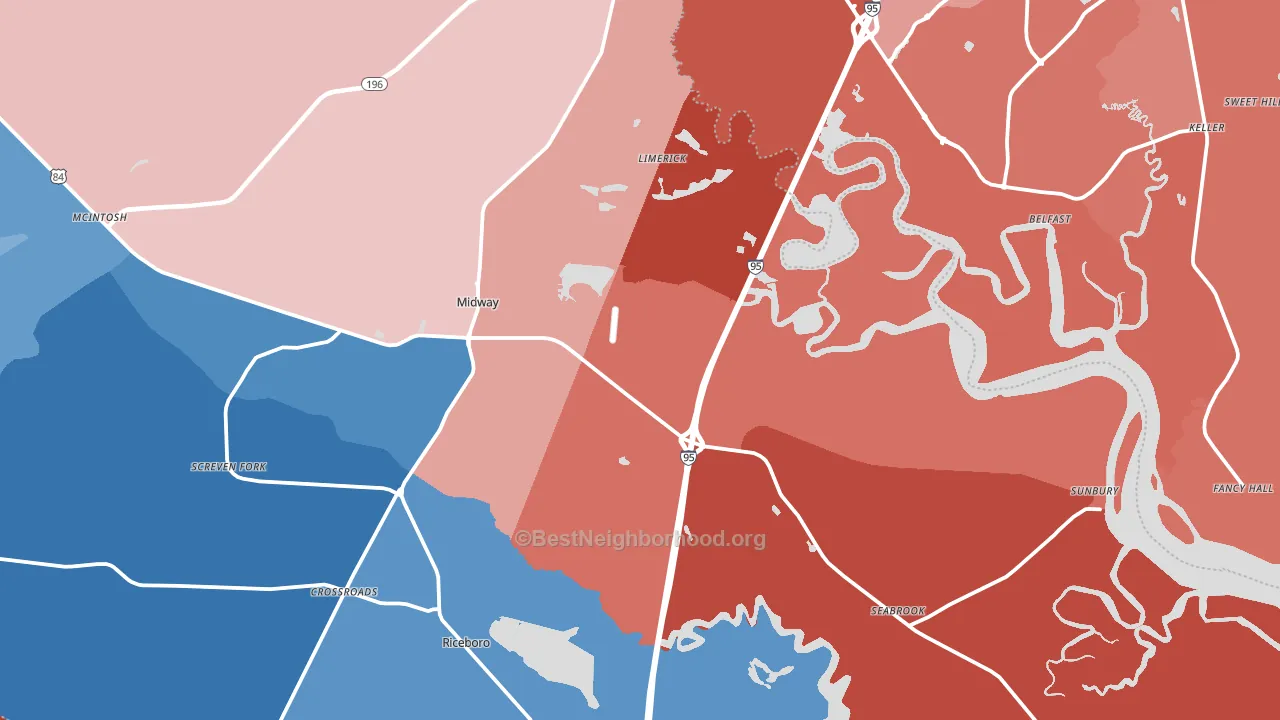 Midway, GA block-group political-lean map