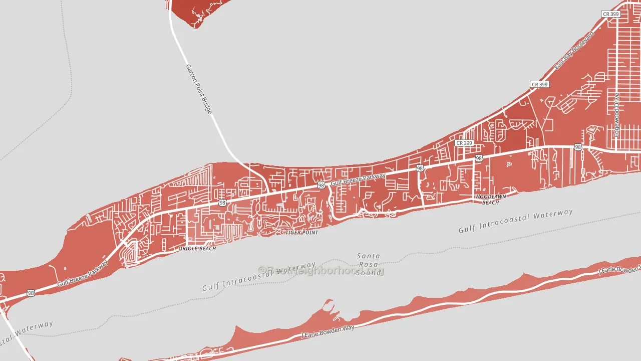 Midway, Gulf Breeze, FL block-group political-lean map