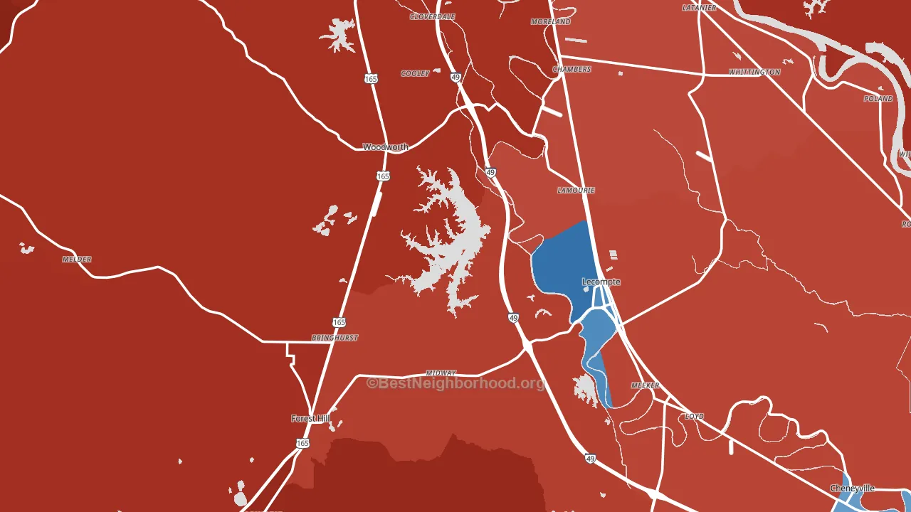 Midway, LA block-group political-lean map