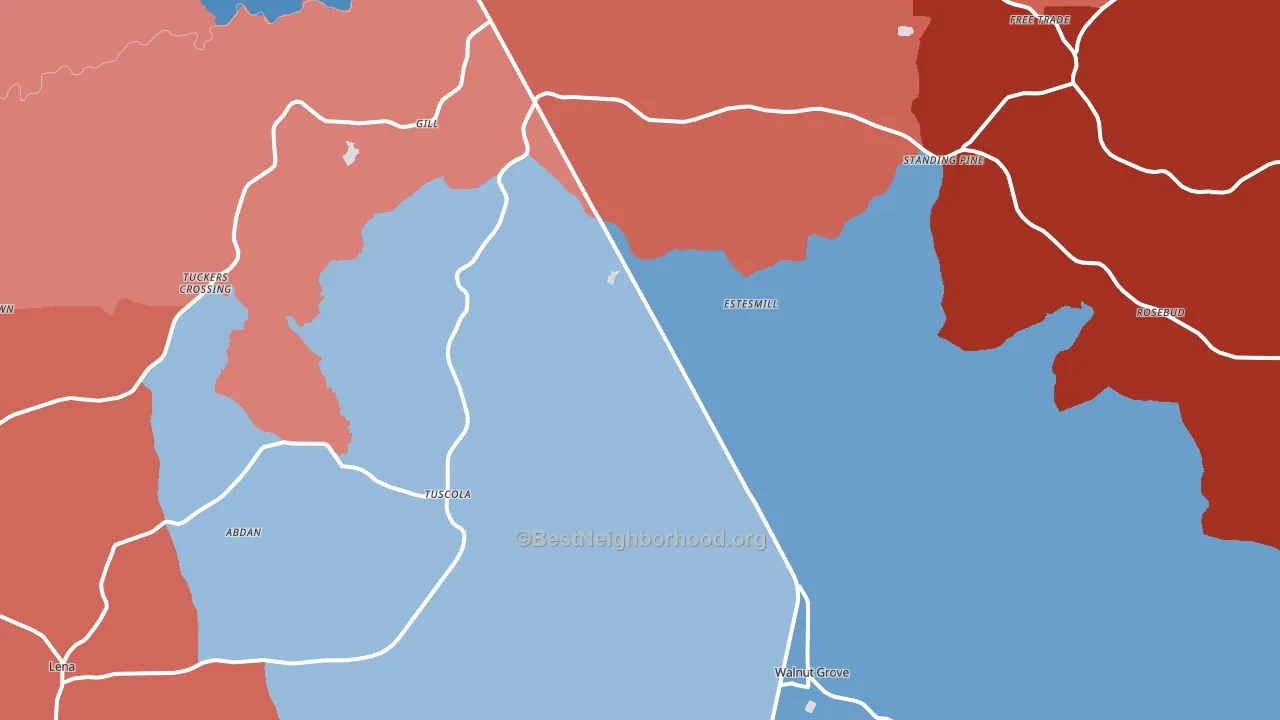 Midway, MS block-group political-lean map