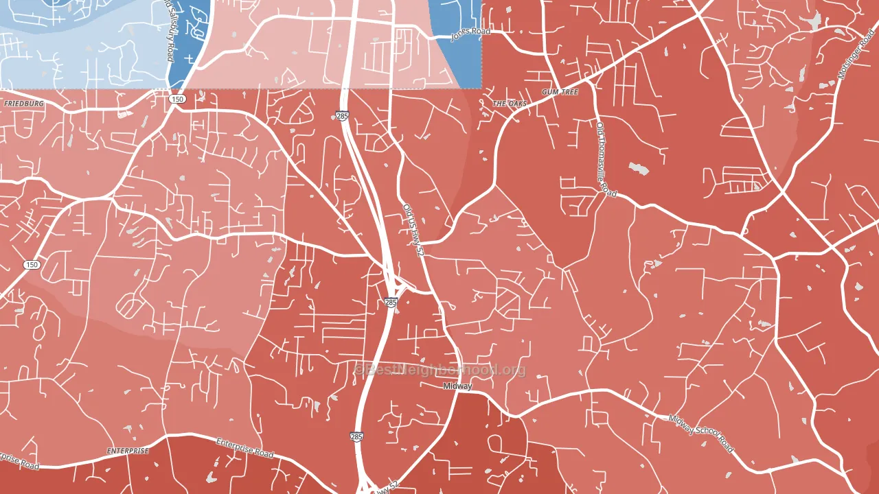 Midway, NC block-group political-lean map