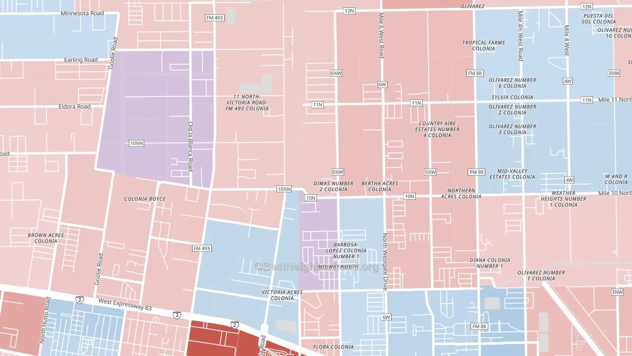 Midway North, TX block-group political-lean map