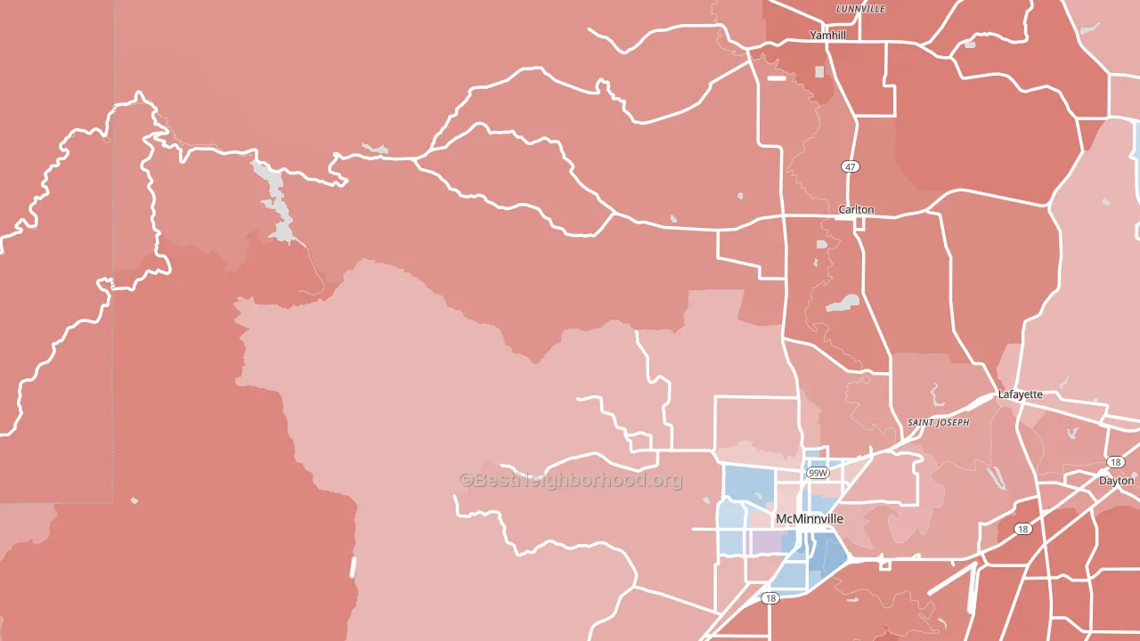 Midway, OR block-group political-lean map