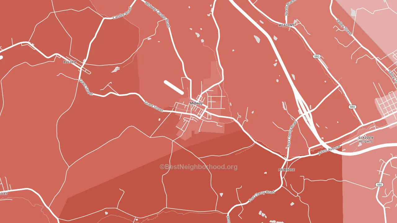 Midway, PA block-group political-lean map