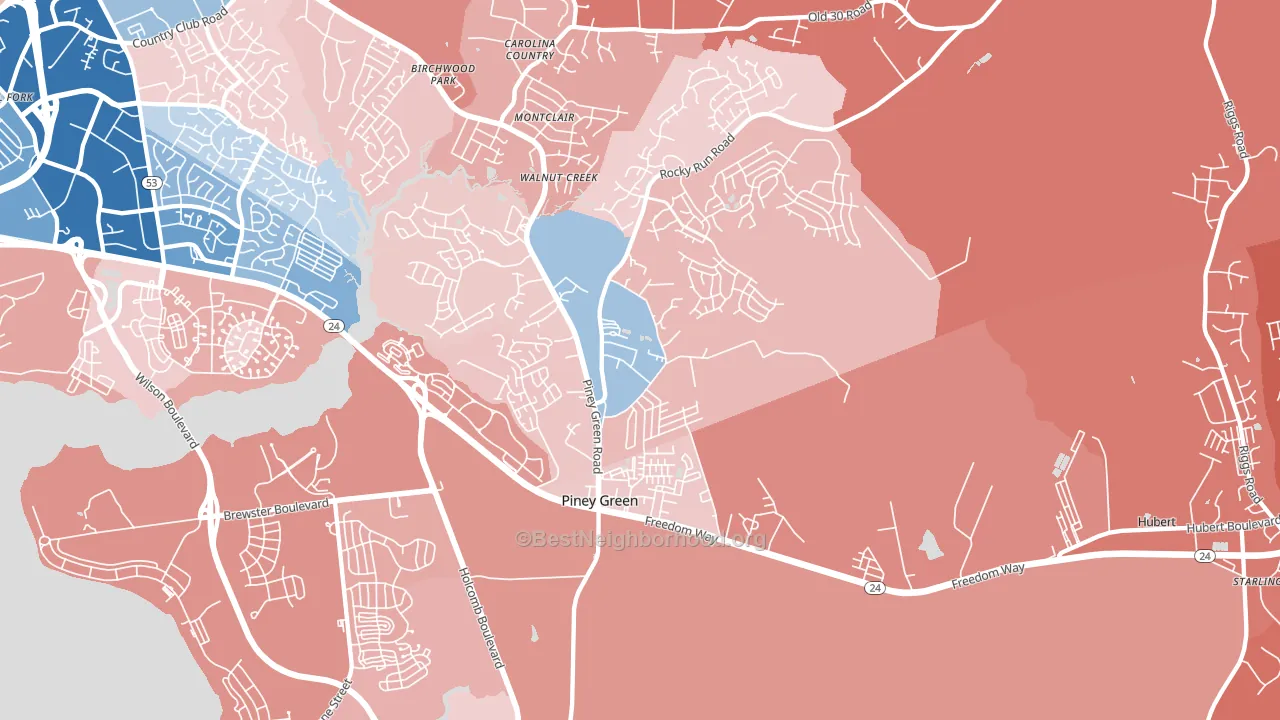 Midway Park, NC block-group political-lean map