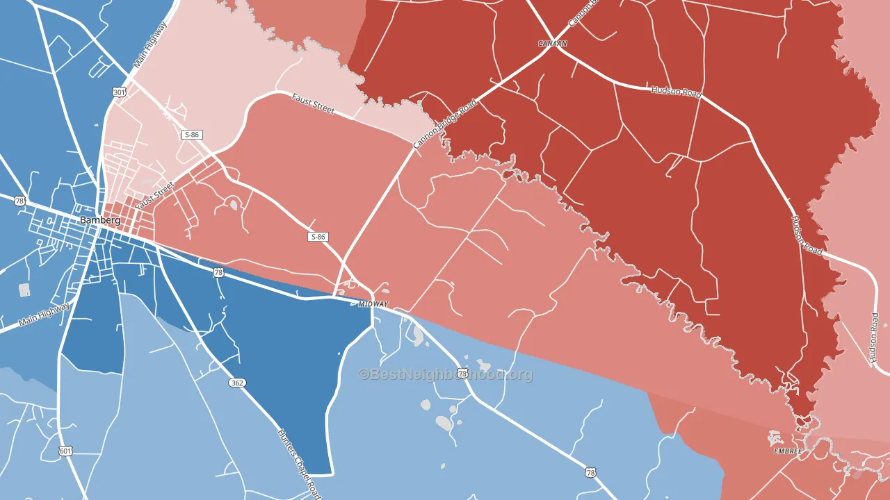 Midway, SC block-group political-lean map