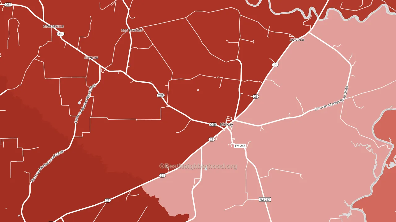 Midway, TX block-group political-lean map
