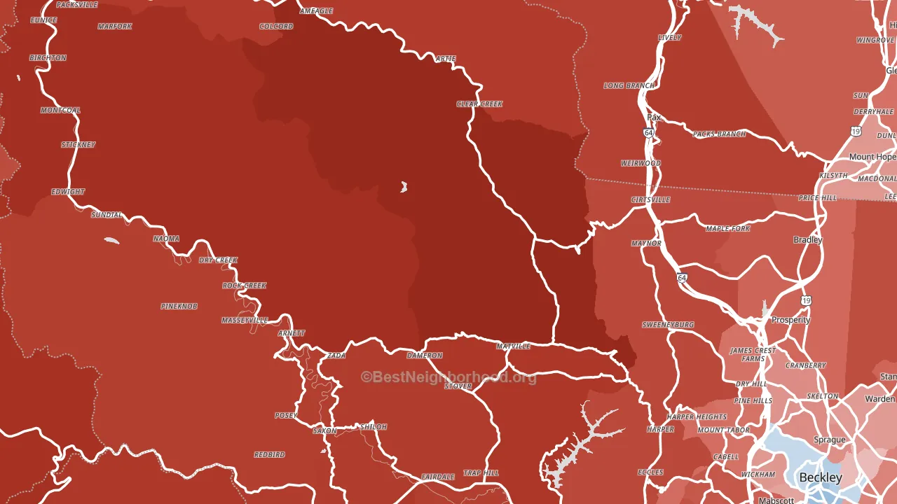 Midway, WV block-group political-lean map