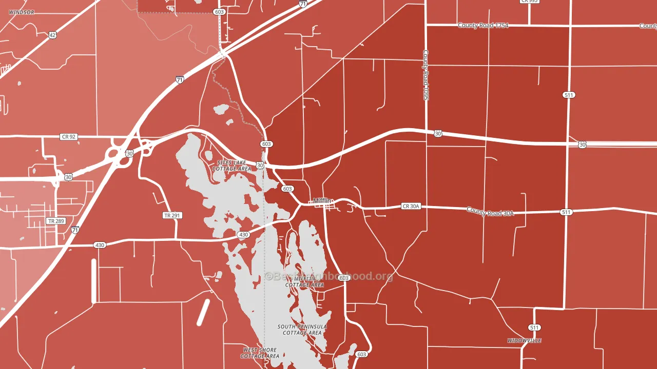 Mifflin, OH block-group political-lean map