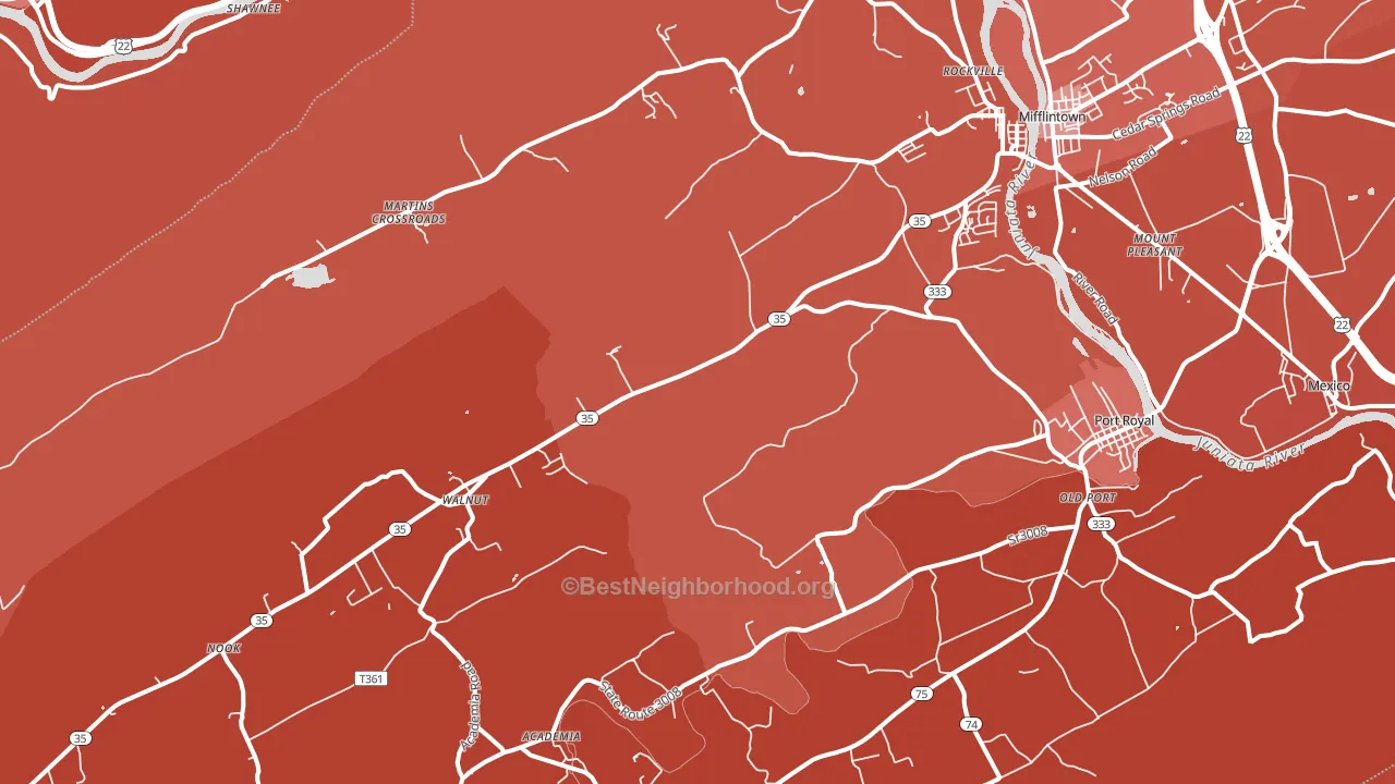 Mifflin, PA block-group political-lean map