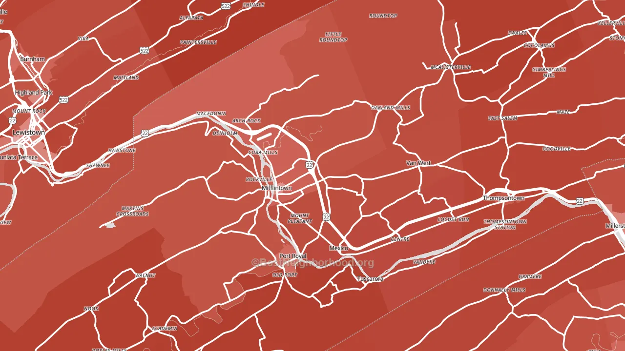 Mifflintown, PA block-group political-lean map