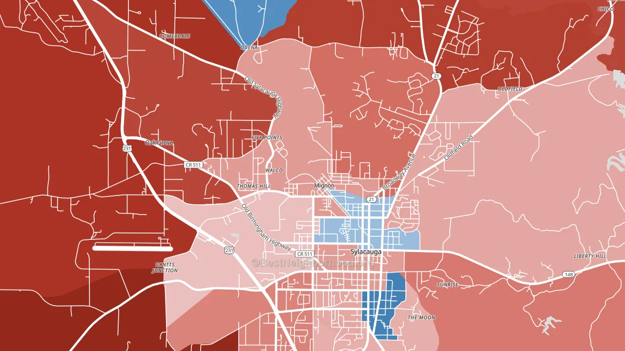 Mignon, AL block-group political-lean map