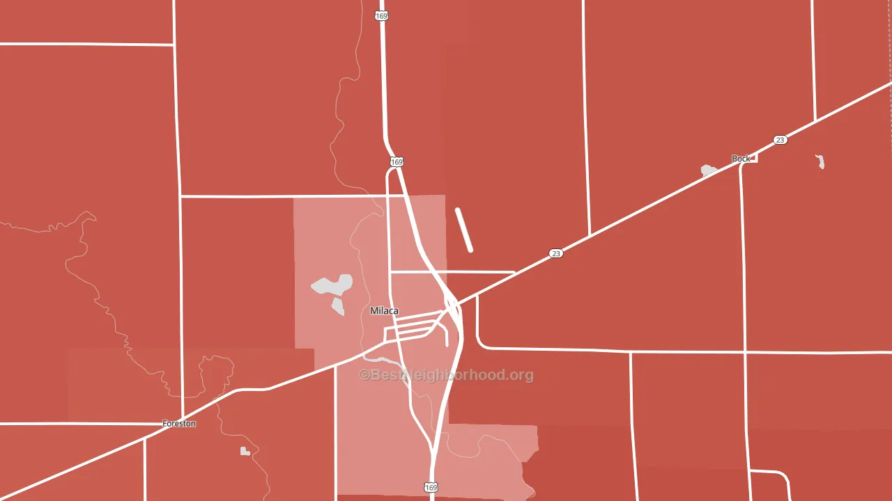Milaca, MN block-group political-lean map