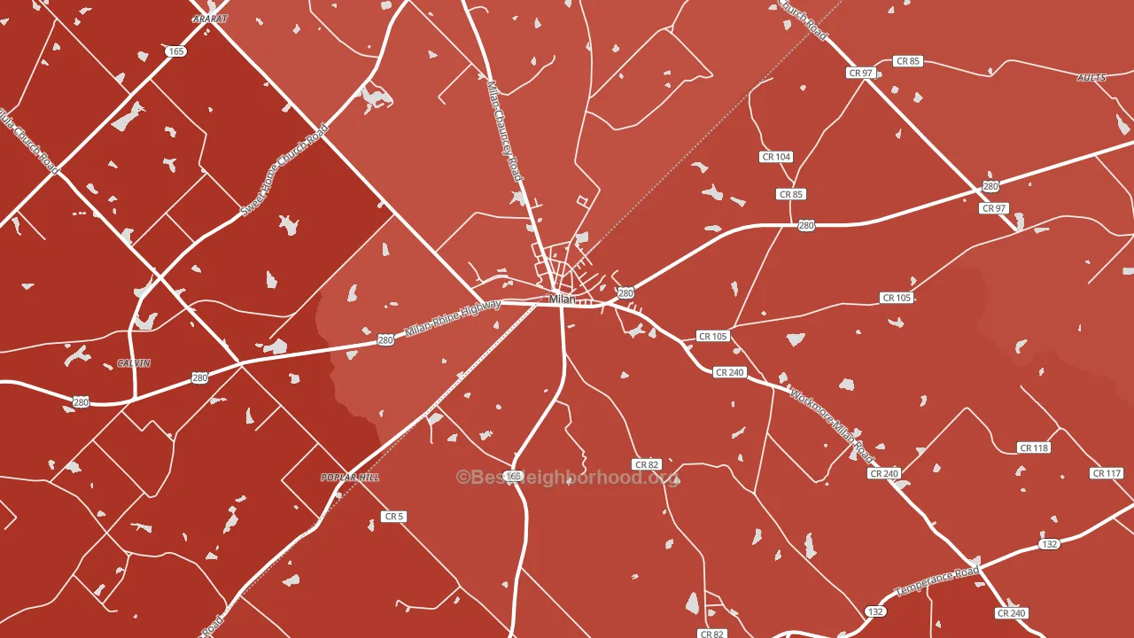 Milan, GA block-group political-lean map