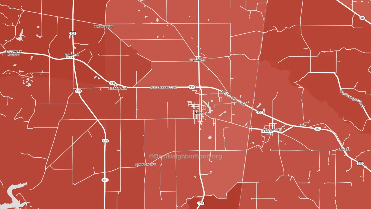 Milan, IN block-group political-lean map