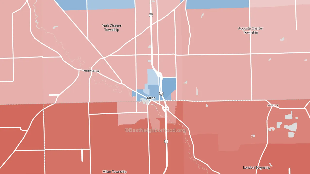 Milan, MI block-group political-lean map