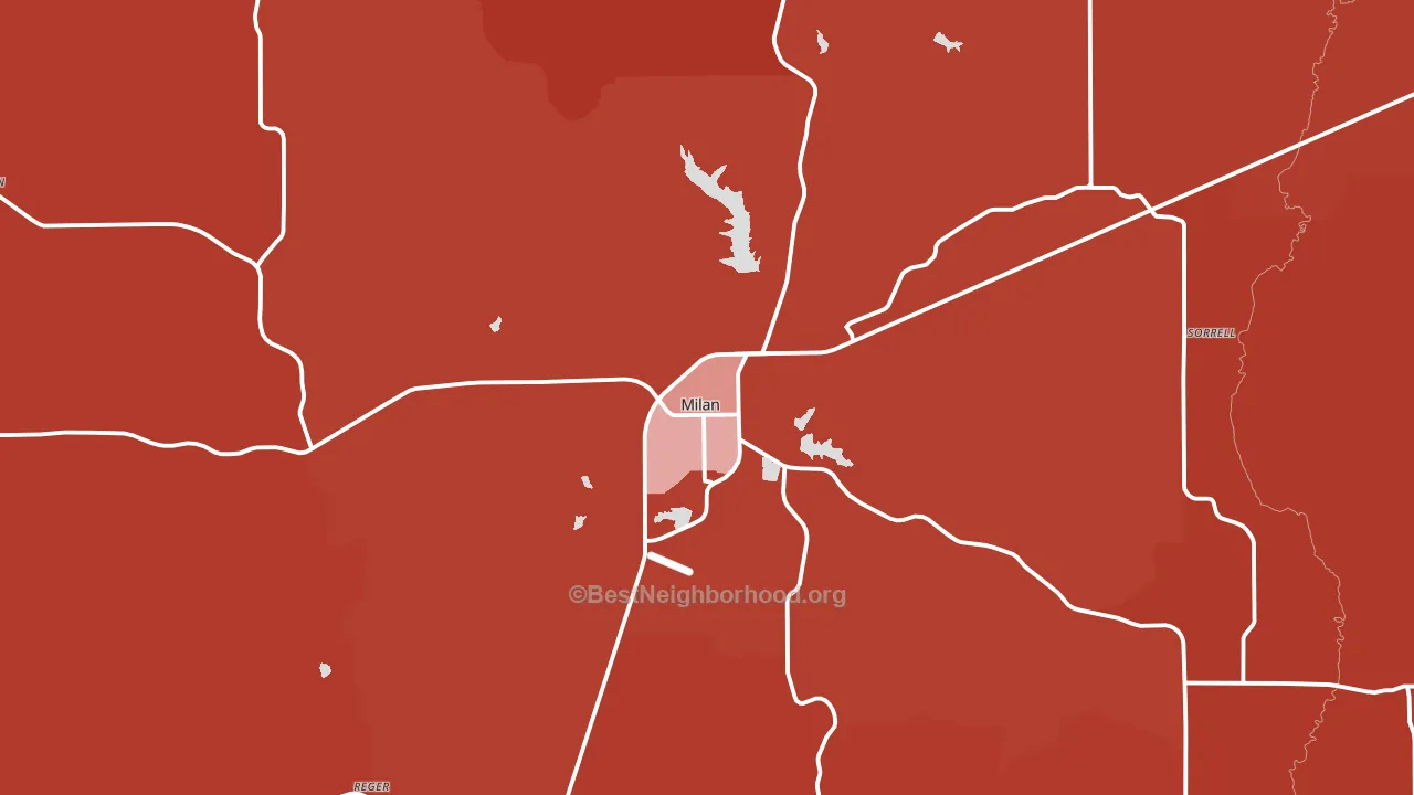 Milan, MO block-group political-lean map