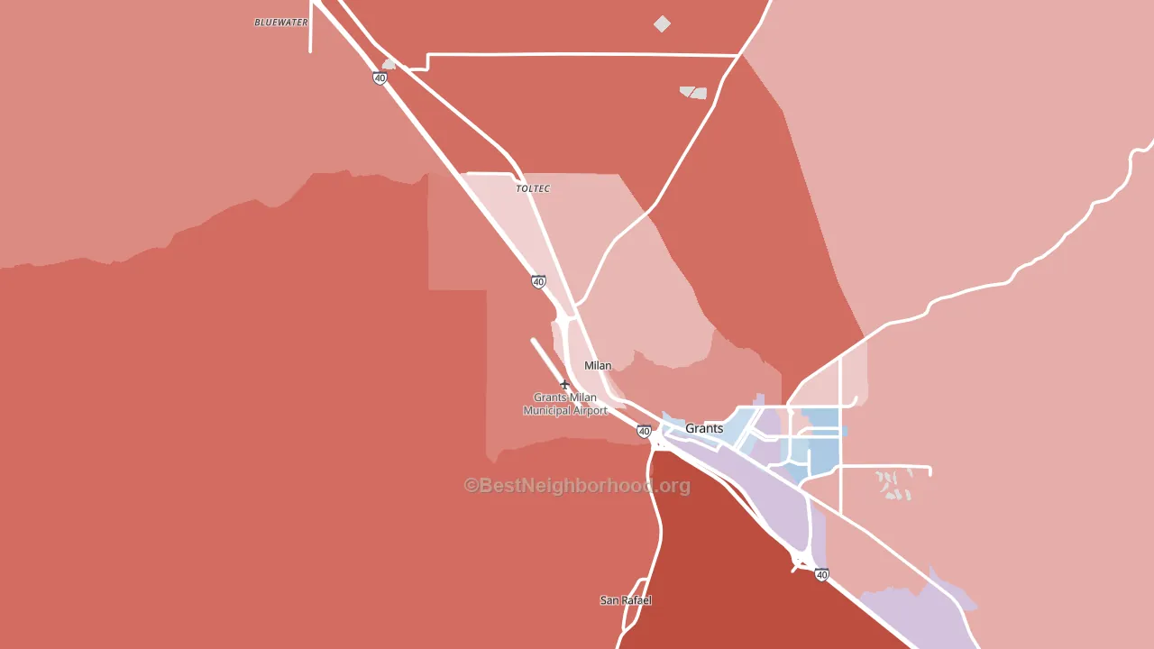 Milan, NM block-group political-lean map