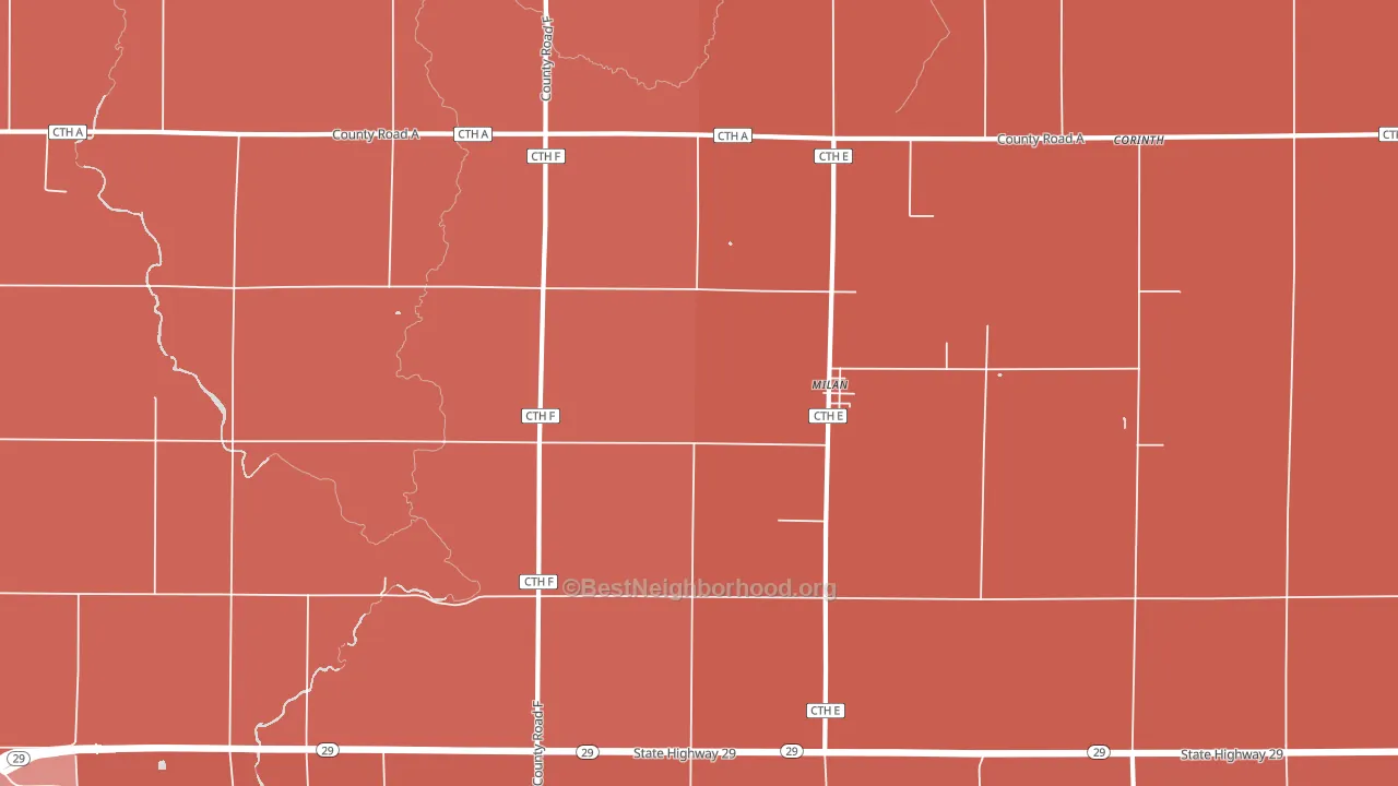 Milan, WI block-group political-lean map