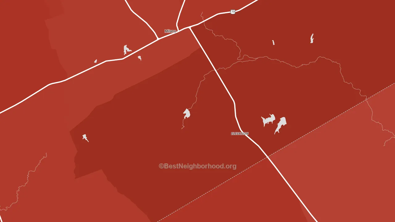 Milano, TX block-group political-lean map