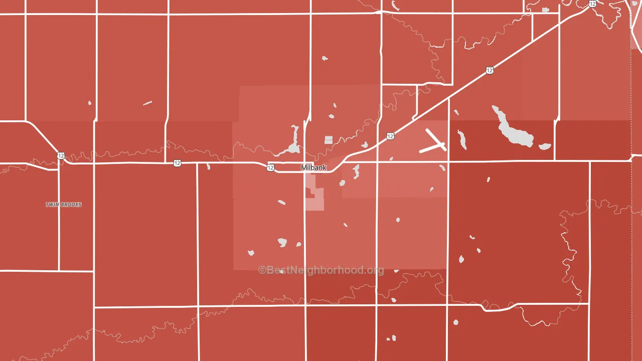 Milbank, SD block-group political-lean map
