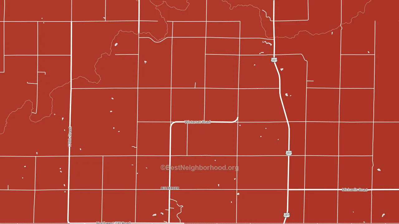 Milberger, KS block-group political-lean map