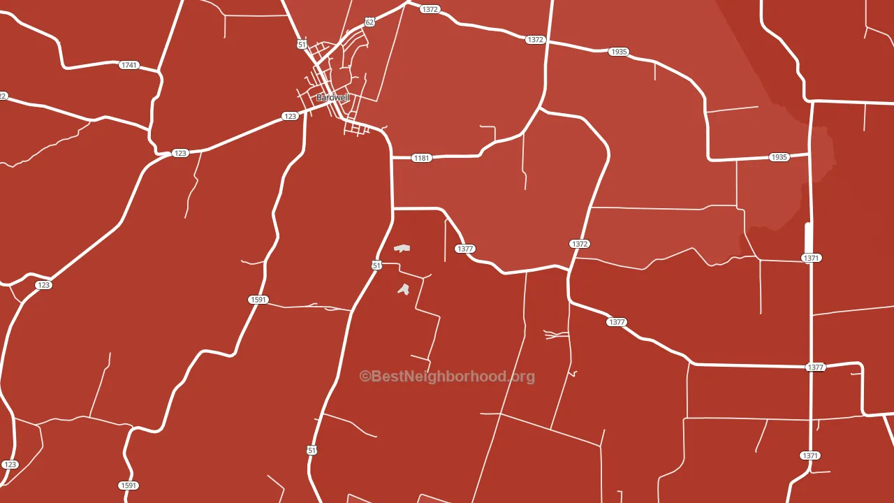 Milburn, KY block-group political-lean map