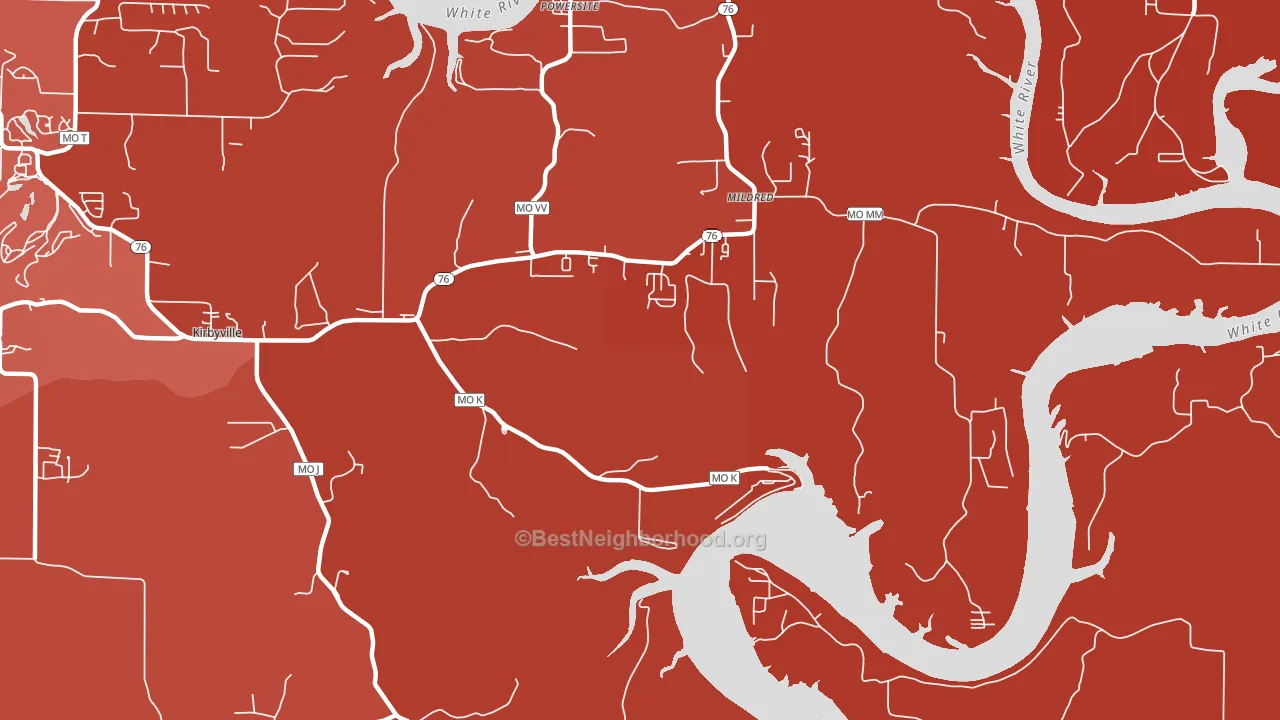 Mildred, MO block-group political-lean map