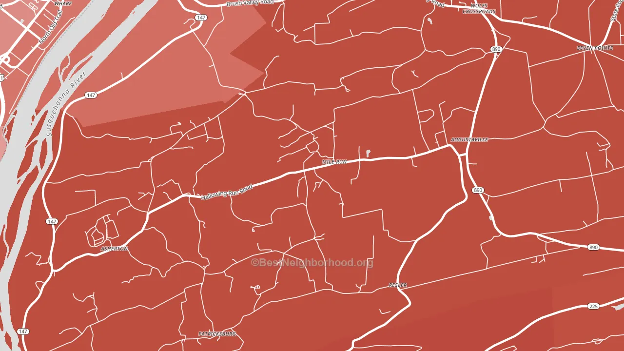 Mile Run, PA block-group political-lean map