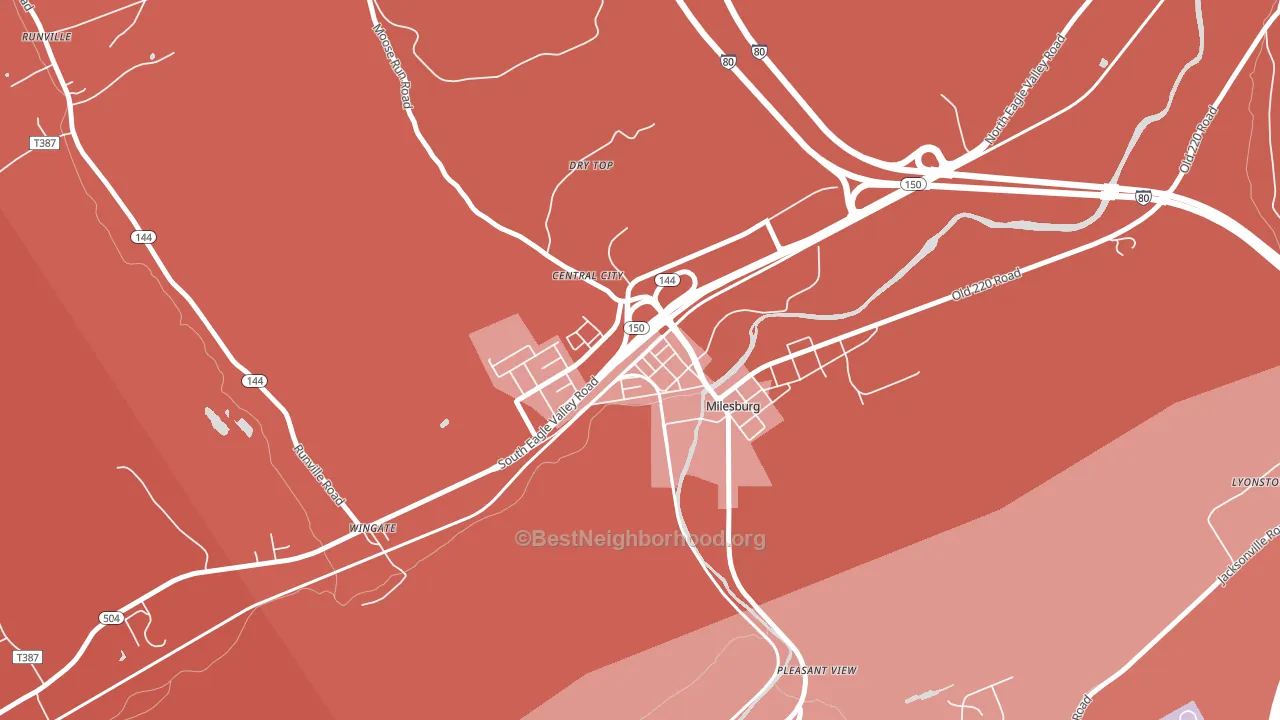 Milesburg, PA block-group political-lean map
