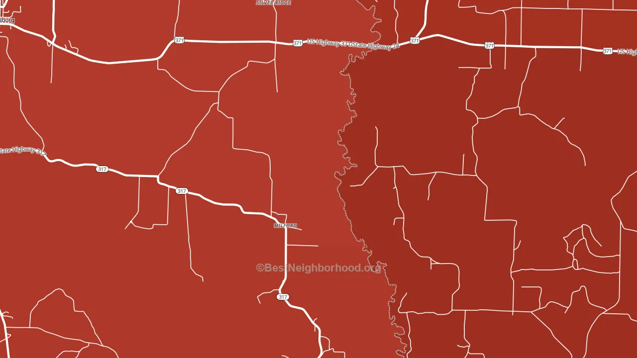 Milford, AR block-group political-lean map