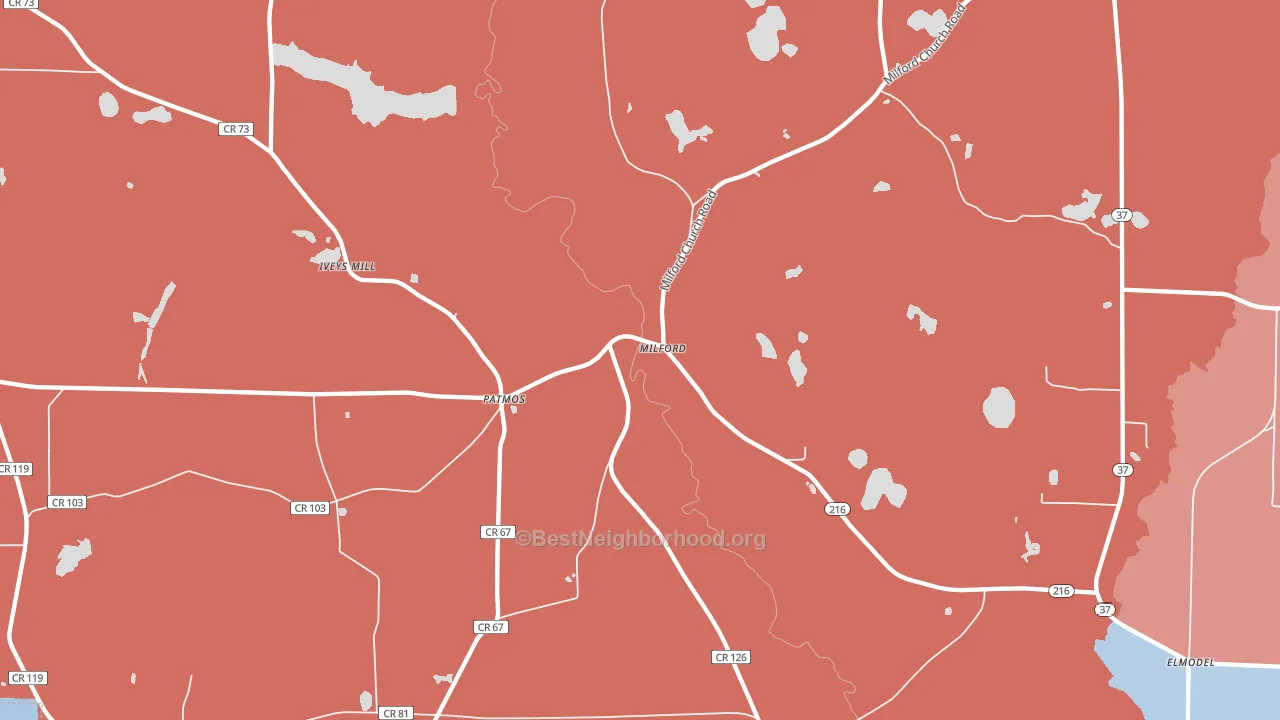 Milford, GA block-group political-lean map